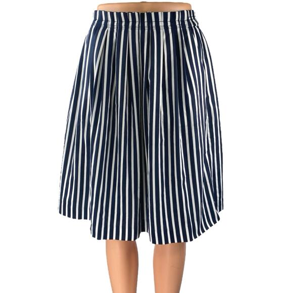 J.Crew Mercantile Women's Blue White Striped High Rise A Line Mini Skirt Size 4 - Picture 1 of 5